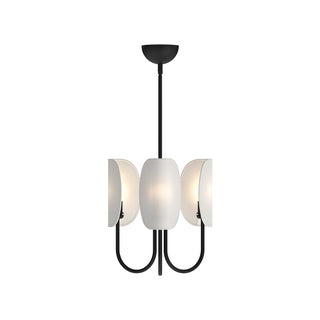 Buy matte-black-white-cotton-fabric-with-cw-white-cotton-glass-and-white-shade Seno Chandelier by Alora