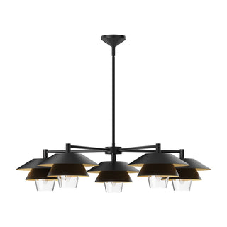 Buy matte-black-clear-glass-and-black-shade Tetsu Chandelier by Alora