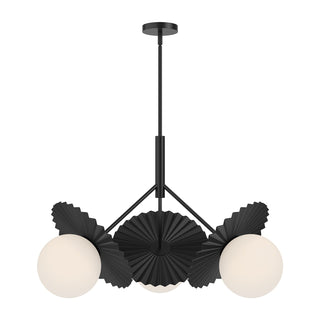 Buy matte-black-opal-glass-and-white-shade Plume Chandelier by Alora