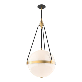 Buy brushed-gold-glossy-opal-glass-and-white-shade Harmony Pendant by Alora