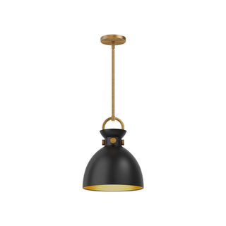 Buy aged-gold-matte-black-and-black-shade Waldo Pendant by Alora