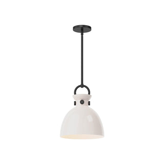 Buy matte-black-glossy-opal-glass-and-white-shade Waldo Pendant by Alora
