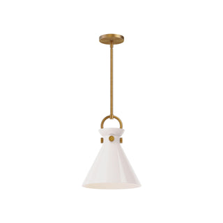 Buy aged-gold-glossy-opal-glass-and-white-shade Emerson Pendant by Alora