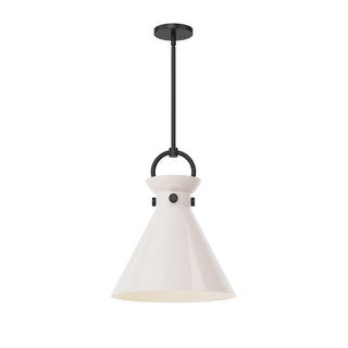 Buy matte-black-glossy-opal-glass-and-white-shade Emerson Pendant by Alora