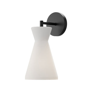 Buy matte-black-opal-glass-and-white-shade Betty Outdoor (Damp) Wall Sconce by Alora