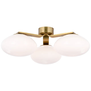 Buy soft-brass-with-white-glass-glass-and-white-shade Marisol Outdoor (Damp) Flush Mount Ceiling Light by Visual Comfort Signature