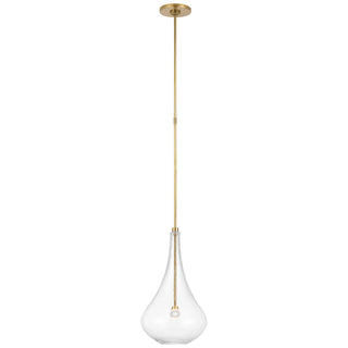 Buy soft-brass-with-clear-glass-glass-and-clear-shade Lomme Outdoor (Damp) Pendant by Visual Comfort Signature