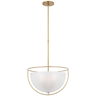 Buy hand-rubbed-antique-brass-with-frosted-glass-glass-and-white-shade Odeon Outdoor (Damp) Pendant by Visual Comfort Signature