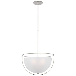 Buy polished-nickel-with-frosted-glass-glass-and-white-shade Odeon Outdoor (Damp) Pendant by Visual Comfort Signature