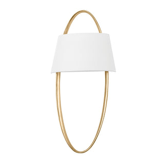 Buy vintage-gold-leaf-with-white-linen-2-glass-and-white-shade Dubai Outdoor (Damp) Sconce by Corbett Lighting