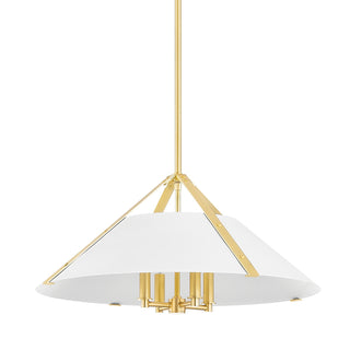 Buy aged-brass-soft-white-with-metal-glass-and-white-shade Raymond Outdoor (Damp) Pendant by Hudson Valley