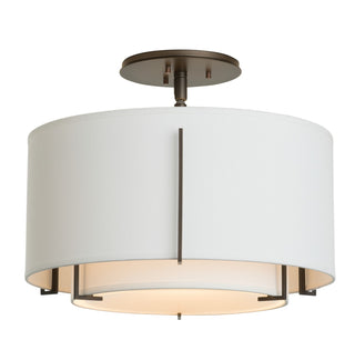 Buy dark-smoke-with-natural-anna-inner-shade-natural-anna-outer-shade-glass-and-beige-tan-shade Exos Semi-Flush Mount Ceiling Light by Hubbardton Forge