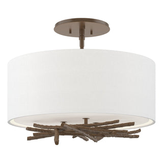 Buy bronze-with-natural-anna-shade-sf-glass-and-beige-tan-shade Brindille Semi-Flush Mount Ceiling Light by Hubbardton Forge