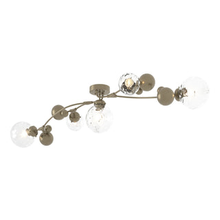 Buy soft-gold-with-water-glass-ll-glass-and-clear-textured-shade Sprig Semi Flush Mount Light by Hubbardton Forge