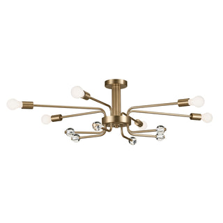 Buy champagne-bronze-and-white-shade Ocala Semi-Flush Mount Ceiling Light by Kichler