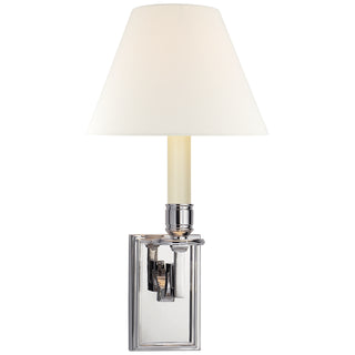 Buy polished-nickel-with-3-x-6-5-x-5-linen-glass-and-white-shade Dean Sconce by Visual Comfort Signature
