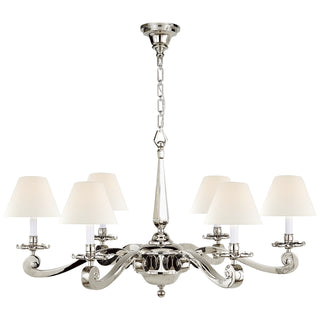 Buy polished-nickel-with-3-x-6-5-x-5-linen-glass-and-white-shade Myrna Chandelier by Visual Comfort Signature