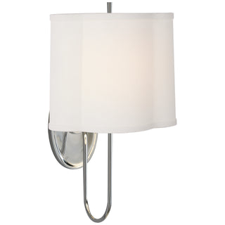 Buy soft-silver-with-8-75-x-9-25-x-8-linen-glass-and-white-shade Simple Scallop Sconce by Visual Comfort Signature