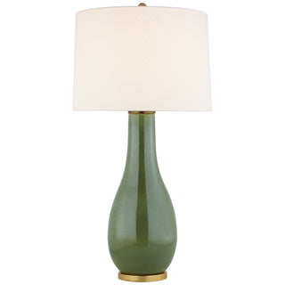 Buy shellish-kiwi-with-16-x-17-x-12-linen-glass-and-white-shade Orson Table Lamp by Visual Comfort Signature