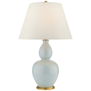 Buy ice-blue-porcelain-with-12-x-20-x-13-5-linen-glass-and-white-shade Yue Table Lamp by Visual Comfort Signature