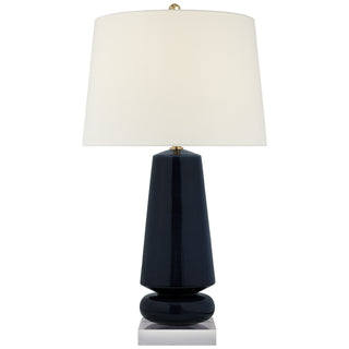 Buy denim-porcelain-with-17-x-20-x-13-linen-glass-and-white-shade Parisienne Table Lamp by Visual Comfort Signature