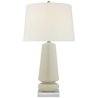 Buy coconut-porcelain-with-17-x-20-x-13-linen-glass-and-white-shade Parisienne Table Lamp by Visual Comfort Signature