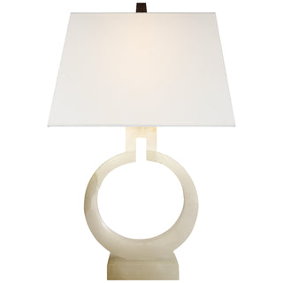 Buy alabaster-with-10-5-x-13-5-x-8-5-linen-rectangle-glass-and-white-shade Ring Table Accent Lamp by Visual Comfort Signature
