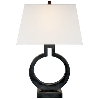 Buy bronze-with-10-5-x-13-5-x-8-5-linen-rectangle-glass-and-white-shade Ring Table Accent Lamp by Visual Comfort Signature