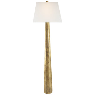 Buy gilded-iron-with-14-x-19-x-12-linen-glass-and-white-shade Fluted Spire Floor Lamp by Visual Comfort Signature