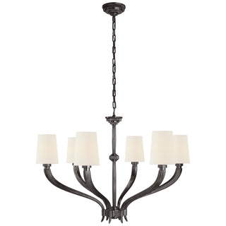 Buy bronze-with-4-x-5-x-6-5-linen-glass-and-white-shade Ruhlmann Chandelier by Visual Comfort Signature