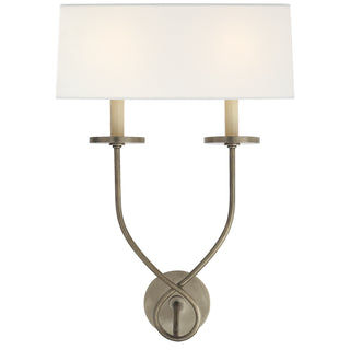 Buy antique-nickel-with-14-x-14-5-x-5-5-linen-glass-and-white-shade Symmetric Twist Sconce by Visual Comfort Signature