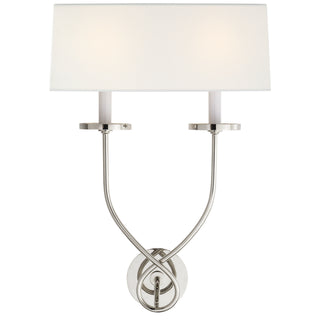 Buy polished-nickel-with-14-x-14-5-x-5-5-linen-glass-and-white-shade Symmetric Twist Sconce by Visual Comfort Signature