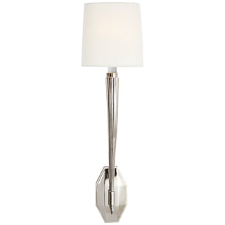 Buy polished-nickel-with-5-5-x-6-25-x-6-linen-shield-glass-and-white-shade Ruhlmann Sconce by Visual Comfort Signature