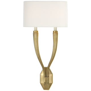 Buy antique-burnished-brass-with-10-5-x-10-75-x-6-linen-shield-glass-and-white-shade Ruhlmann Sconce by Visual Comfort Signature