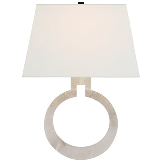 Buy alabaster-with-10-5-x-13-5-x-8-5-linen-rectangle-glass-and-white-shade Ring Sconce by Visual Comfort Signature