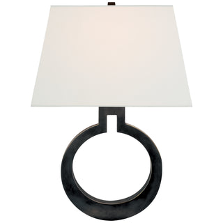 Buy bronze-with-10-5-x-13-5-x-8-5-linen-rectangle-glass-and-white-shade Ring Sconce by Visual Comfort Signature