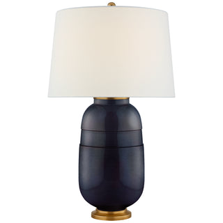 Buy mixed-blue-brown-with-16-x-18-25-x-12-linen-glass-and-white-shade Newcomb Table Lamp by Visual Comfort Signature