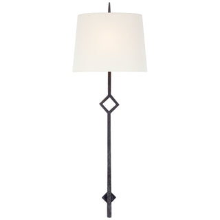 Buy aged-iron-with-11-x-13-x-9-5-linen-shield-glass-and-white-shade Cranston Sconce by Visual Comfort Signature