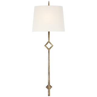 Buy gilded-iron-with-11-x-13-x-9-5-linen-shield-glass-and-white-shade Cranston Sconce by Visual Comfort Signature