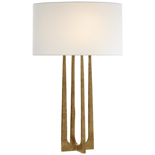 Buy gilded-iron-with-16-x-16-x-8-75-linen-glass-and-white-shade Scala Table Lamp by Visual Comfort Signature