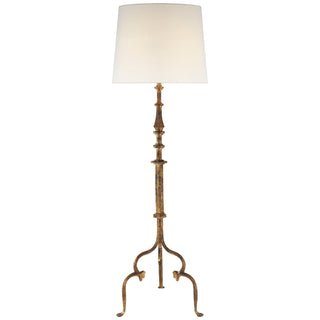 Buy gilded-iron-with-14-x-21-x-14-linen-glass-and-white-shade Madeleine Floor Lamp by Visual Comfort Signature