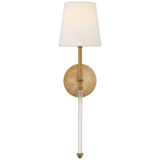 Buy hand-rubbed-antique-brass-with-4-x-5-5-x-5-5-linen-glass-and-white-shade Camille Sconce by Visual Comfort Signature