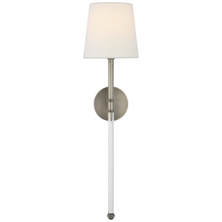 Buy antique-nickel-with-6-x-7-5-x-7-25-linen-glass-and-white-shade Camille Sconce by Visual Comfort Signature