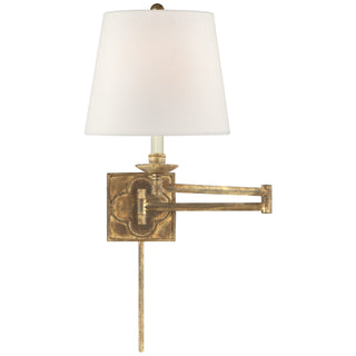 Buy gilded-iron-with-7-25-x-10-x-8-linen-glass-and-white-shade Griffith Sconce by Visual Comfort Signature