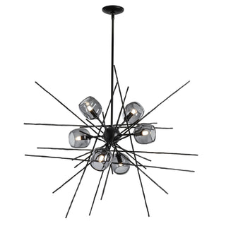 Buy black-with-cool-grey-glass-yl-glass-and-silver-gray-shade Griffin Pendant by Hubbardton Forge