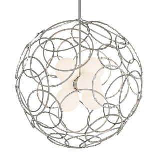 Buy sterling-with-opal-glass-gg-glass-and-white-shade Olympus Pendant by Hubbardton Forge
