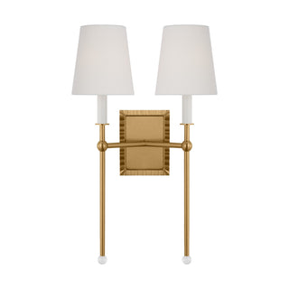 Buy burnished-brass-with-white-linen-glass-and-white-shade Baxley Outdoor (Damp) Sconce by Visual Comfort Studio