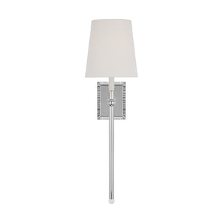 Buy polished-nickel-with-white-linen-glass-and-white-shade Baxley Outdoor (Damp) Sconce by Visual Comfort Studio