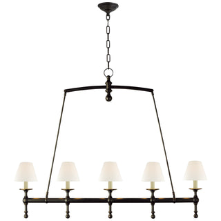 Buy bronze-with-3-x-6-5-x-5-linen-glass-and-white-shade Classic Chandelier by Visual Comfort Signature