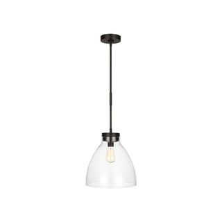 Buy aged-iron-with-clear-glass-and-clear-shade Garrett Outdoor (Damp) Pendant by Visual Comfort Studio